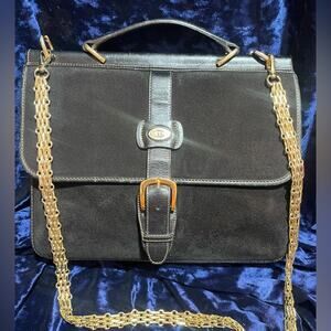Gucci shoulder Bag Black Suede interior and Exterior with leather back and Trim